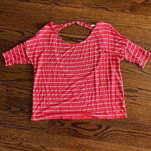 Open back, striped shirt